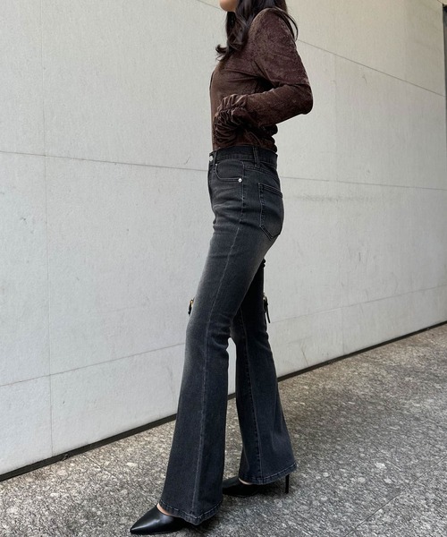 RANAN（ラナン）の「ストレッチフレアデニムパンツ（デニムパンツ・レディース・ブルー/グレー/ブラック・M/L/LL/S）」の22枚目の写真