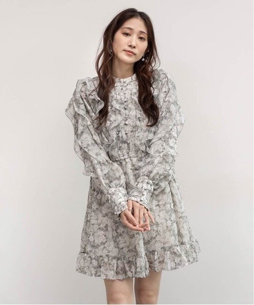 RANDA（ランダ）の「2WAY シフォンフリルワンピース（ワンピース・レディース・アイボリー/グレー/パープル・0/1）」の4枚目の写真