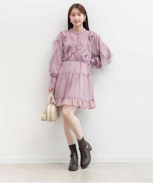 RANDA（ランダ）の「2WAY シフォンフリルワンピース（ワンピース・レディース・アイボリー/グレー/パープル・0/1）」の15枚目の写真