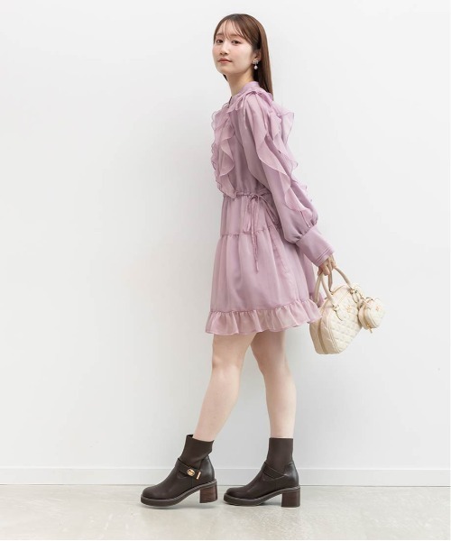 RANDA（ランダ）の「2WAY シフォンフリルワンピース（ワンピース・レディース・アイボリー/グレー/パープル・0/1）」の14枚目の写真