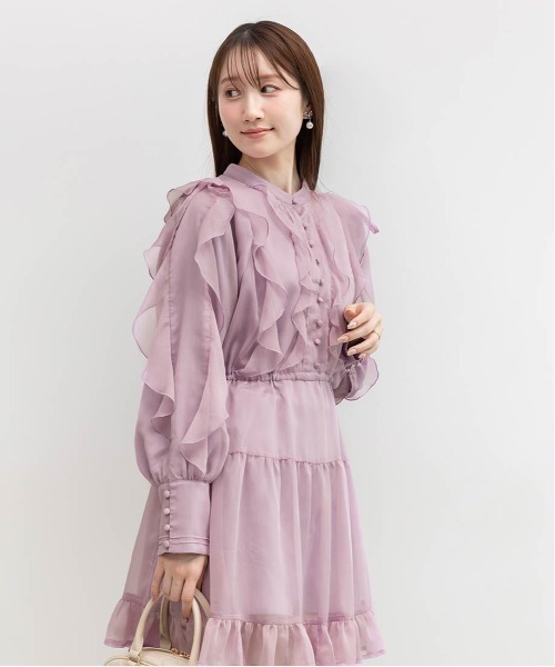 RANDA（ランダ）の「2WAY シフォンフリルワンピース（ワンピース・レディース・アイボリー/グレー/パープル・0/1）」の9枚目の写真