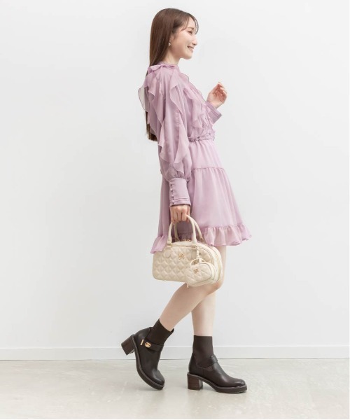 RANDA（ランダ）の「2WAY シフォンフリルワンピース（ワンピース・レディース・アイボリー/グレー/パープル・0/1）」の7枚目の写真