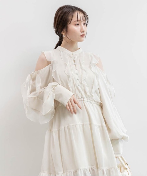 RANDA（ランダ）の「2WAY シフォンフリルワンピース（ワンピース・レディース・アイボリー/グレー/パープル・0/1）」の11枚目の写真