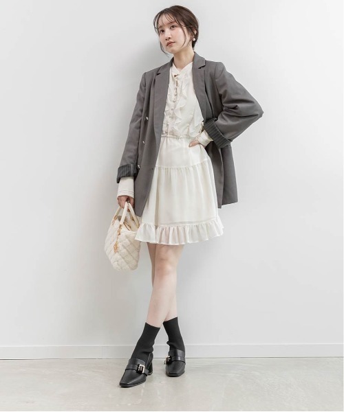 RANDA（ランダ）の「2WAY シフォンフリルワンピース（ワンピース・レディース・アイボリー/グレー/パープル・0/1）」の6枚目の写真