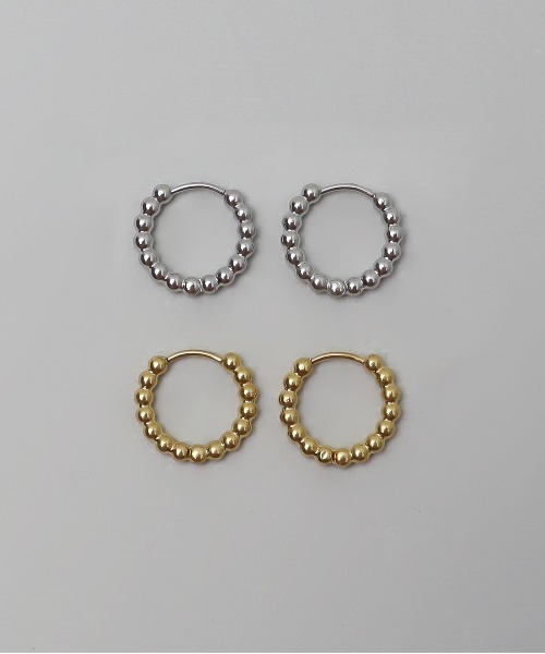ieLS(イエルズ)の「金属アレルギー対応「ieLS」ステンレス ボールデザインフープピアス(ピアス(両耳用)・メンズ・ゴールド/シルバー・ONE SIZE)」の1枚目の写真
