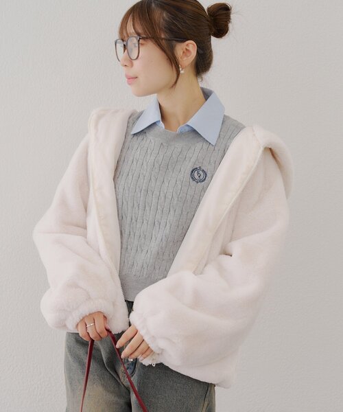 セール】ファーボリュームフードパーカー（ブルゾン）｜continuer de