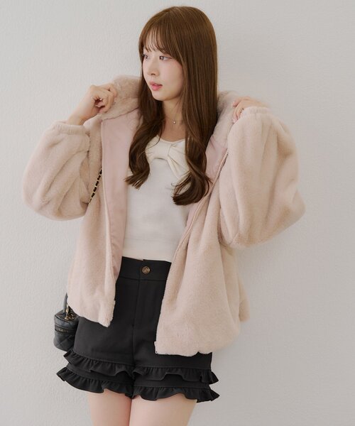 セール】ファーボリュームフードパーカー（ブルゾン）｜continuer de