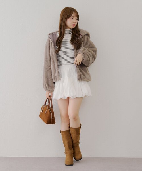 ファーボリュームフードパーカー（ブルゾン）｜continuer de NICE