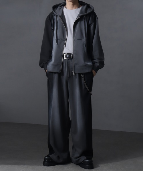 welise（ウェライズ）の「【welise/ウェライズ】PUレザー×スウェット ダブルヴィンテージ加工 リメイクライクワイドパンツ（その他パンツ・メンズ・チャコールグレー/ブラック/ブラウン・S/M/L）」の14枚目の写真