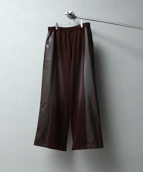 welise（ウェライズ）の「【welise/ウェライズ】PUレザー×スウェット ダブルヴィンテージ加工 リメイクライクワイドパンツ（その他パンツ・メンズ・チャコールグレー/ブラック/ブラウン・S/M/L）」の15枚目の写真