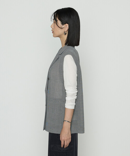 K.T KIYOKO TAKASE(キヨコタカセ)の「グレンチェック スリーブレスジャケット(ベスト・レディース・ブラック・7号/9号)」の7枚目の写真