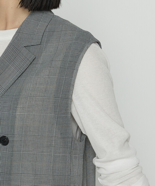 K.T KIYOKO TAKASE(キヨコタカセ)の「グレンチェック スリーブレスジャケット(ベスト・レディース・ブラック・7号/9号)」の10枚目の写真