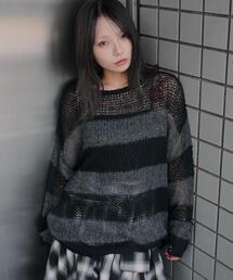 WEGO/モヘアタッチボーダーBIGニット