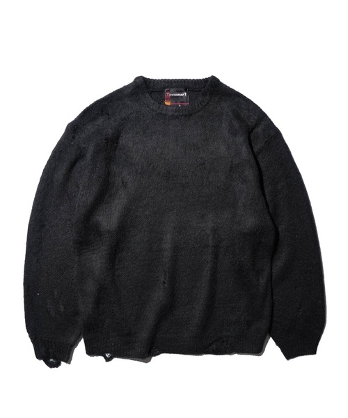 TOWNCRAFT（タウンクラフト）の「TOWNCRAFT / タウンクラフト DAMAGED SOLID SHAGGY CREW SWEATER ダメージ加工 無地 ソリッド シャギー クルーセーター モヘアタッチ（ニット/セーター・メンズ・ブラック×ブラック/マスタード/グリーン/ブラック・X-SMALL/MEDIUM/LARGE）」の22枚目の写真