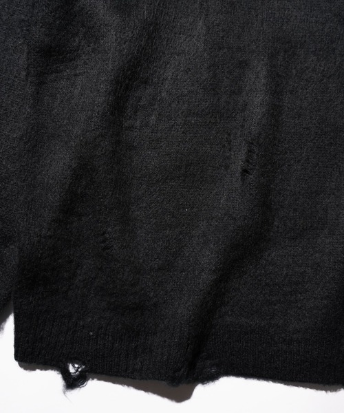 TOWNCRAFT（タウンクラフト）の「TOWNCRAFT / タウンクラフト DAMAGED SOLID SHAGGY CREW SWEATER ダメージ加工 無地 ソリッド シャギー クルーセーター モヘアタッチ（ニット/セーター・メンズ・ブラック×ブラック/マスタード/グリーン/ブラック・X-SMALL/MEDIUM/LARGE）」の15枚目の写真