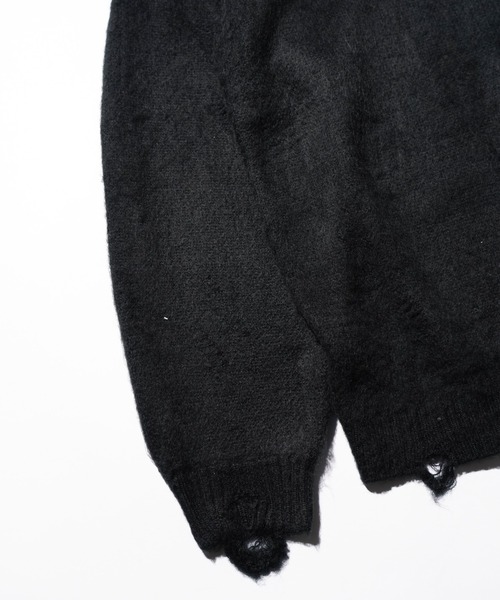 TOWNCRAFT（タウンクラフト）の「TOWNCRAFT / タウンクラフト DAMAGED SOLID SHAGGY CREW SWEATER ダメージ加工 無地 ソリッド シャギー クルーセーター モヘアタッチ（ニット/セーター・メンズ・ブラック×ブラック/マスタード/グリーン/ブラック・X-SMALL/MEDIUM/LARGE）」の13枚目の写真