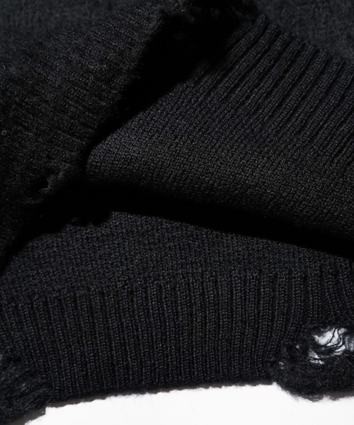 TOWNCRAFT（タウンクラフト）の「TOWNCRAFT / タウンクラフト DAMAGED SOLID SHAGGY CREW SWEATER ダメージ加工 無地 ソリッド シャギー クルーセーター モヘアタッチ（ニット/セーター・メンズ・ブラック×ブラック/マスタード/グリーン/ブラック・X-SMALL/MEDIUM/LARGE）」の14枚目の写真