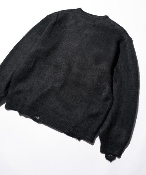 TOWNCRAFT（タウンクラフト）の「TOWNCRAFT / タウンクラフト DAMAGED SOLID SHAGGY CREW SWEATER ダメージ加工 無地 ソリッド シャギー クルーセーター モヘアタッチ（ニット/セーター・メンズ・ブラック×ブラック/マスタード/グリーン/ブラック・X-SMALL/MEDIUM/LARGE）」の21枚目の写真