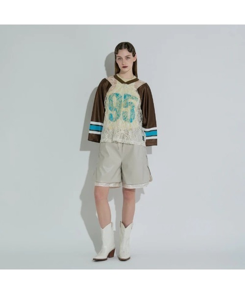 Kinetics(キネティクス)の「ANNA SUI NYC LEATHER HALF PANTS(アナスイ エヌワイシー レザーハーフパンツ)(その他パンツ・レディース・ホワイト/ブラック・ONE SIZE)」の1枚目の写真