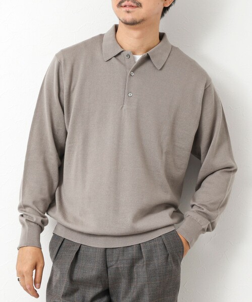 NOLLEY’S（ノーリーズ）の「14G成型 ウォッシャブル NSN長袖ポロニット 25AW（ニット/セーター・メンズ・レンガ/ブラック/グレイッシュベージュ/グレイッシュブルー・S/M/L）」の2枚目の写真