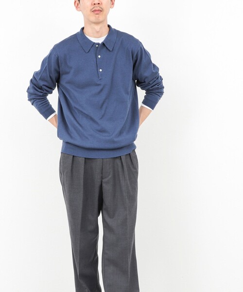 NOLLEY’S（ノーリーズ）の「14G成型 ウォッシャブル NSN長袖ポロニット 25AW（ニット/セーター・メンズ・レンガ/ブラック/グレイッシュベージュ/グレイッシュブルー・S/M/L）」の6枚目の写真