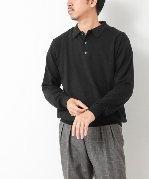 NOLLEY’S（ノーリーズ）の「14G成型 ウォッシャブル NSN長袖ポロニット 25AW（ニット/セーター・メンズ・レンガ/ブラック/グレイッシュベージュ/グレイッシュブルー・S/M/L）」の12枚目の写真