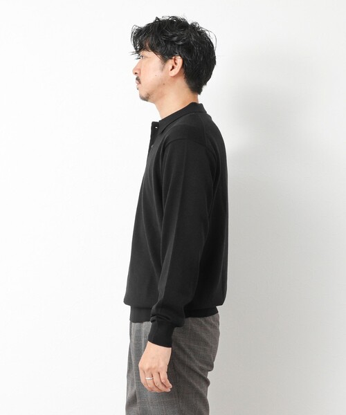 NOLLEY’S（ノーリーズ）の「14G成型 ウォッシャブル NSN長袖ポロニット 25AW（ニット/セーター・メンズ・レンガ/ブラック/グレイッシュベージュ/グレイッシュブルー・S/M/L）」の15枚目の写真