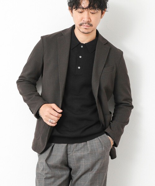 NOLLEY’S（ノーリーズ）の「14G成型 ウォッシャブル NSN長袖ポロニット 25AW（ニット/セーター・メンズ・レンガ/ブラック/グレイッシュベージュ/グレイッシュブルー・S/M/L）」の20枚目の写真