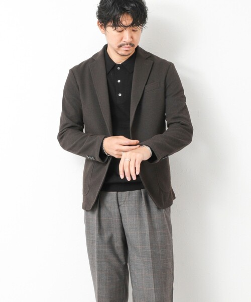 NOLLEY’S（ノーリーズ）の「14G成型 ウォッシャブル NSN長袖ポロニット 25AW（ニット/セーター・メンズ・レンガ/ブラック/グレイッシュベージュ/グレイッシュブルー・S/M/L）」の21枚目の写真