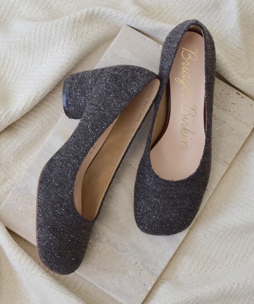 セール】【Bridget Birkin】ツイードヒールアップオブリークパンプス