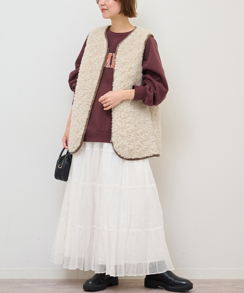 WEB限定追加》シープフェイクファージップベスト（その他アウター