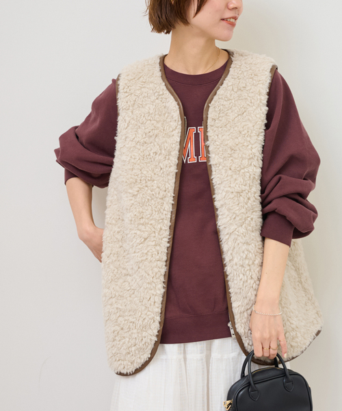 WEB限定追加》シープフェイクファージップベスト（その他アウター