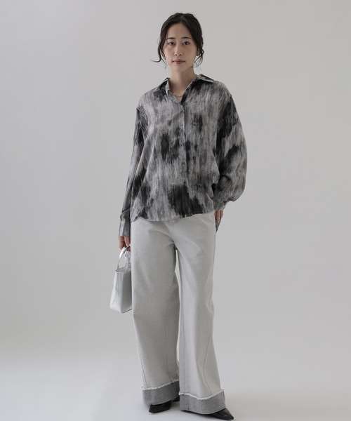 SUWDEE（スーディー）の「nuance print shirt（シャツ/ブラウス・レディース・ブラウン/ダークグレー・FREE）」の4枚目の写真