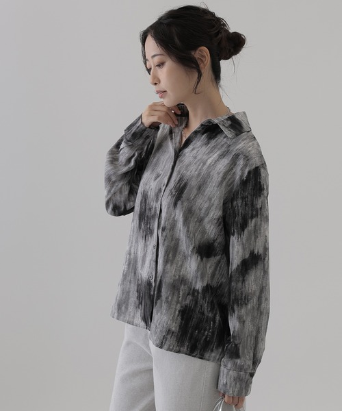 SUWDEE（スーディー）の「nuance print shirt（シャツ/ブラウス・レディース・ブラウン/ダークグレー・FREE）」の6枚目の写真