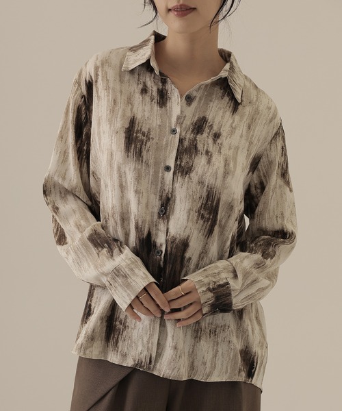 SUWDEE（スーディー）の「nuance print shirt（シャツ/ブラウス・レディース・ブラウン/ダークグレー・FREE）」の11枚目の写真