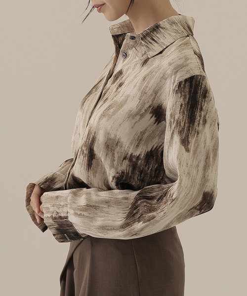 SUWDEE（スーディー）の「nuance print shirt（シャツ/ブラウス・レディース・ブラウン/ダークグレー・FREE）」の12枚目の写真