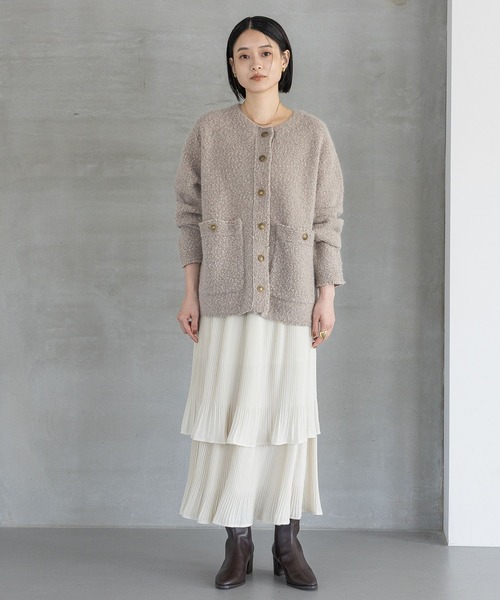 セール】【セットアップ対応】アンゴラウールツイードカーディガン