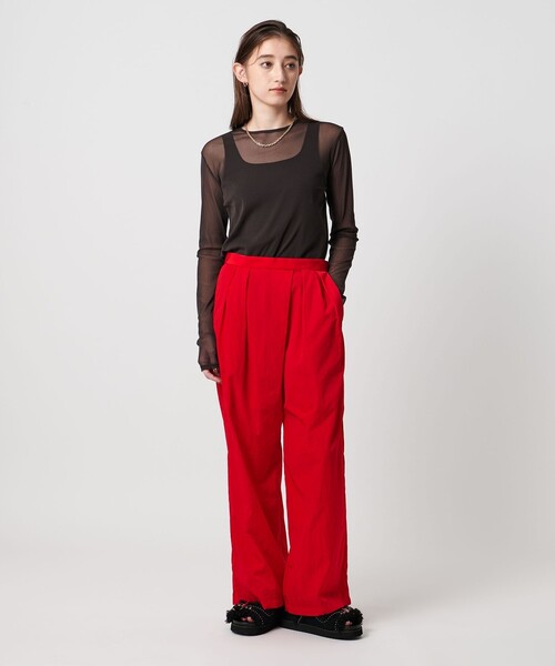 UNITED ARROWS（ユナイテッドアローズ）の「アシンメトリー タック ワイドパンツ はっ水 ウォッシャブル（その他パンツ・レディース・ブラック/レッド/グレー系・40/34/38/36）」の10枚目の写真