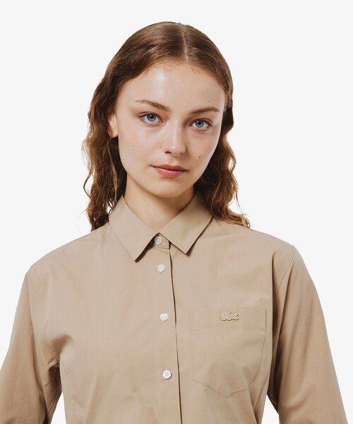 LACOSTE（ラコステ）の「リボンディテール ストレッチロングスリーブシャツ（シャツ/ブラウス・レディース・ネイビー/ベージュ・40/38/36/34）」の7枚目の写真