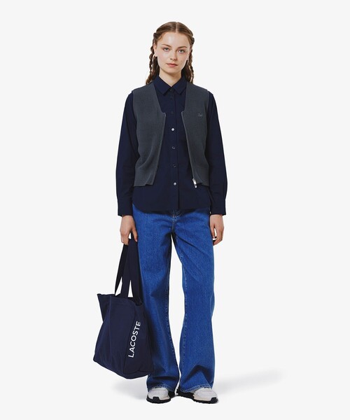 セール】リボンディテール ストレッチロングスリーブシャツ（シャツ