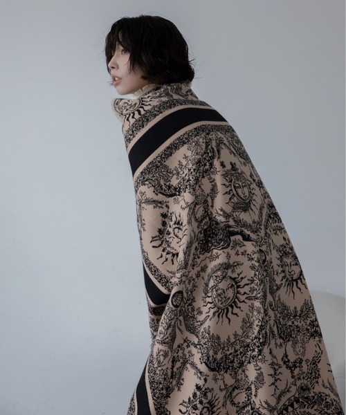 タロット風太陽柄大判ストール/ブランケット（ストール/ショール