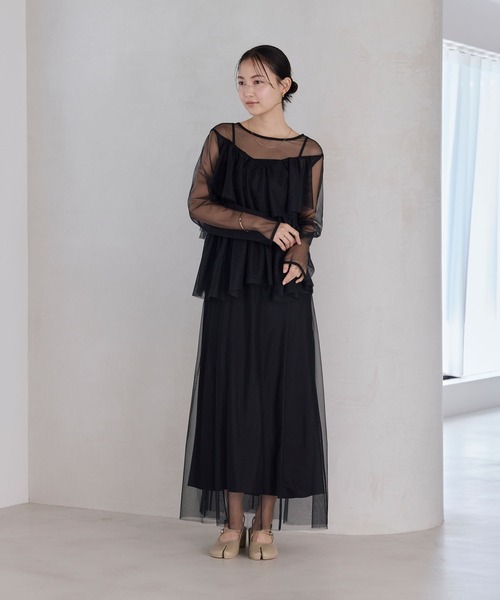 forksy.】【オケージョン対応】ティアードフリルワンピース&キャミ