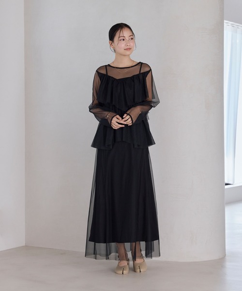 forksy.】【オケージョン対応】ティアードフリルワンピース&キャミ