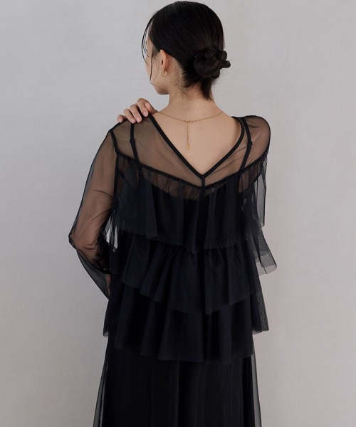 forksy.】【オケージョン対応】ティアードフリルワンピース