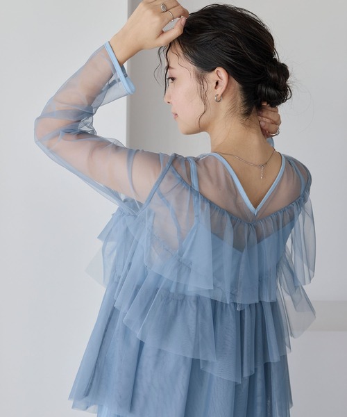 フリルデザイン オケージョンワンピース セット forksy.】【オケージョン対応】ティアードフリルワンピース