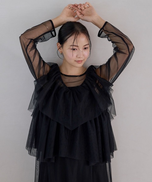 セール】【forksy.】【オケージョン対応】ティアードフリルワンピース