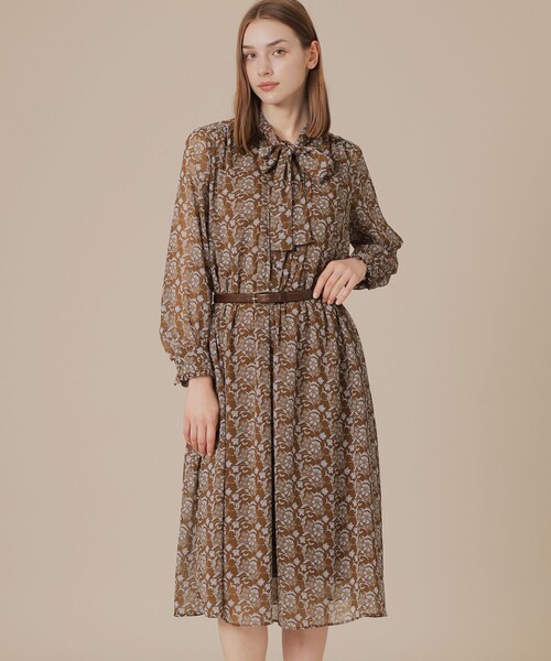 MACKINTOSH LONDON（マッキントッシュ ロンドン）の「【BIBURY FLOWER】バイカラーバイブリークレープワンピース（ワンピース・レディース・ネイビー/ブラウン系その他5・40/38）」の2枚目の写真