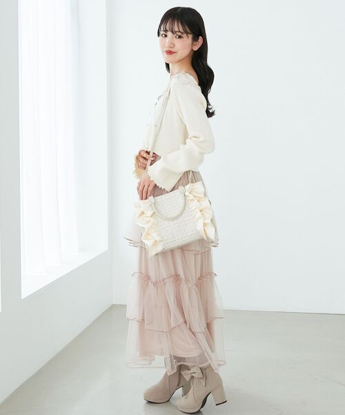 MAJESTIC LEGON（マジェスティックレゴン）の「ツイードフリルショルダーバッグ（ショルダーバッグ・レディース・ピンク/ライトグレー/アイボリー/ブラック・FREE）」の8枚目の写真