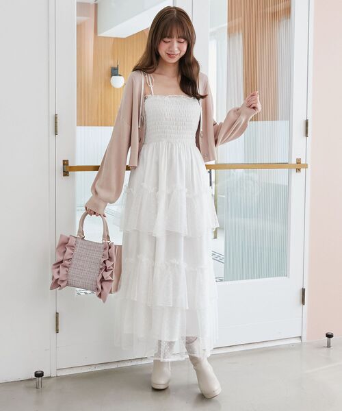 MAJESTIC LEGON（マジェスティックレゴン）の「ツイードフリルショルダーバッグ（ショルダーバッグ・レディース・ピンク/ライトグレー/アイボリー/ブラック・FREE）」の11枚目の写真