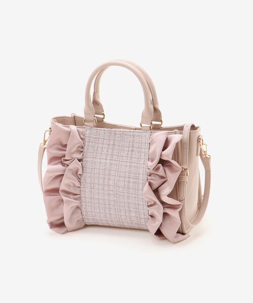 MAJESTIC LEGON（マジェスティックレゴン）の「ツイードフリルショルダーバッグ（ショルダーバッグ・レディース・ピンク/ライトグレー/アイボリー/ブラック・FREE）」の21枚目の写真